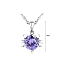 Load image into Gallery viewer, Cute Cat Pendant with Purple Austrian Element Crystal and Necklace