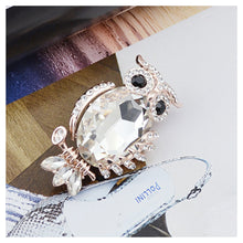 Load image into Gallery viewer, Elegant Owl Brooch with White Austrian Element Crystal