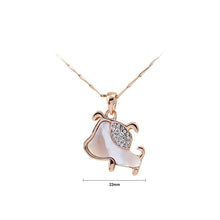 Load image into Gallery viewer, Plated Rose Gold Puppy Pendant with White Austrian Element Crystal and Necklace