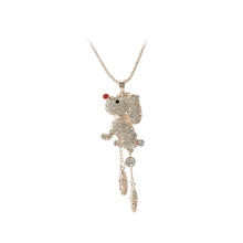 Load image into Gallery viewer, Plated Rose Puppy Pendant with White Austrian Element Crystal and Necklace