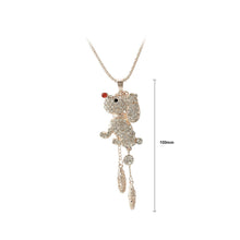 Load image into Gallery viewer, Plated Rose Puppy Pendant with White Austrian Element Crystal and Necklace