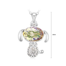 Load image into Gallery viewer, Cute Puppy Pendant with Green Austrian Element Crystal and Necklace