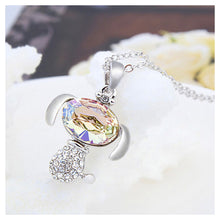 Load image into Gallery viewer, Cute Puppy Pendant with Green Austrian Element Crystal and Necklace