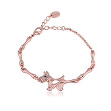 Load image into Gallery viewer, Plated Rose Gold Puppy Bracelet with White Austrian Element Crystal