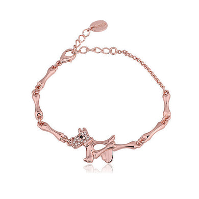 Plated Rose Gold Puppy Bracelet with White Austrian Element Crystal