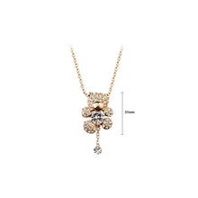 Load image into Gallery viewer, Fashion Plated Rose Gold Bear Necklace with White Austrian Element Crystal