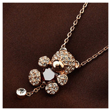 Load image into Gallery viewer, Fashion Plated Rose Gold Bear Necklace with White Austrian Element Crystal