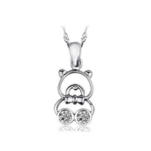 Load image into Gallery viewer, 925 Sterling Silver Bear Pendant with Austrian Element Crystal and Necklace - Glamorousky