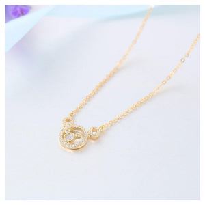 925 Plated Rose Gold Bear Necklace with White Austrian Element Crystal - Glamorousky