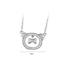 Load image into Gallery viewer, 925 Sterling Silver Bear Necklace with White Austrian Element Crystal