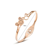 Load image into Gallery viewer, Plated Rose Gold Bear Stainless  Steel Bangle