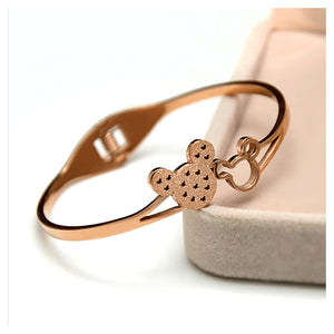 Plated Rose Gold Bear Stainless  Steel Bangle
