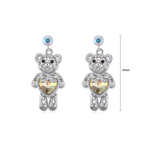 Cute Bear Earrings with Colorful Austrian Element Crystal