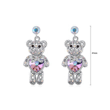 Load image into Gallery viewer, Cute Bear Earrings with Purple Austrian Element Crystal