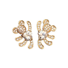 Load image into Gallery viewer, Plated Rose Gold Bear Earrings with White Austrian Element Crystal