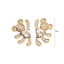 Load image into Gallery viewer, Plated Rose Gold Bear Earrings with White Austrian Element Crystal