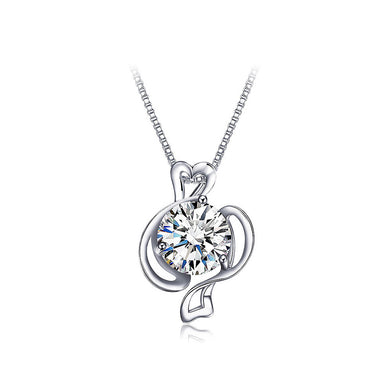 925 Sterling Silver Twelve Horoscope Pisces Pendant with White Cubic Zircon and Necklace