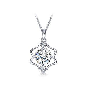 925 Sterling Silver Twelve Horoscope Gemini Pendant with White Cubic Zircon and Necklace