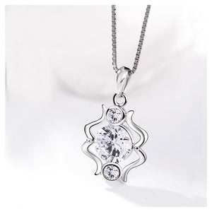 925 Sterling Silver Twelve Horoscope Gemini Pendant with White Cubic Zircon and Necklace