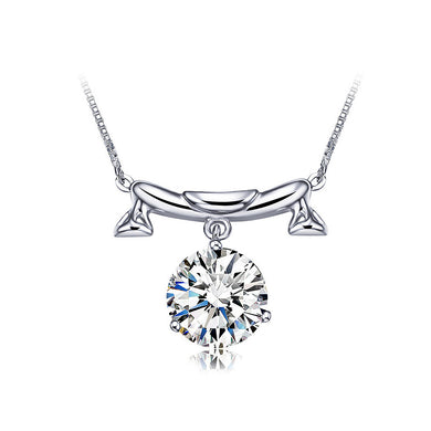 925 Sterling Silver Twelve Horoscope Libra Necklace with White Cubic Zircon
