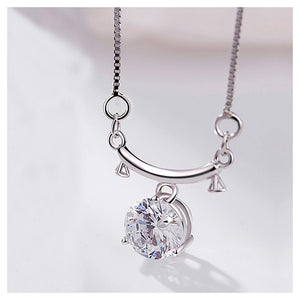 925 Sterling Silver Twelve Horoscope Libra Necklace with White Cubic Zircon