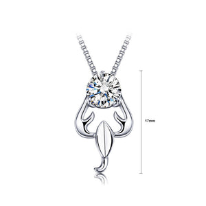 925 Sterling Silver Twelve Horoscope Scorpio Pendant with White Cubic Zircon and Necklace