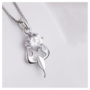 925 Sterling Silver Twelve Horoscope Scorpio Pendant with White Cubic Zircon and Necklace