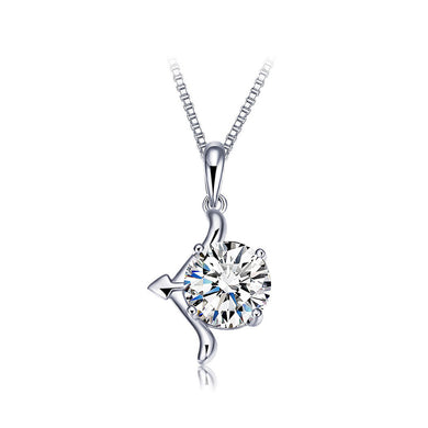 925 Sterling Silver Twelve Horoscope Sagittarius Pendant with Cubic Zircon and Necklace