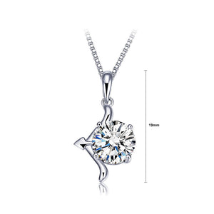 925 Sterling Silver Twelve Horoscope Sagittarius Pendant with Cubic Zircon and Necklace