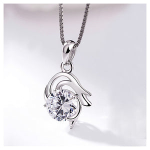 925 Sterling Silver Twelve Horoscope Capricorn Pendant with Cubic Zircon and Necklace