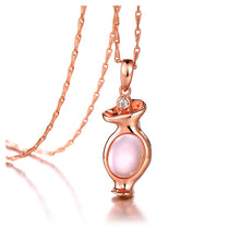 Load image into Gallery viewer, Plated Rose Gold Twelve Horoscope Aquarius Pendant with White Cubic Zircon and Necklace