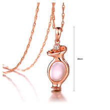 Load image into Gallery viewer, Plated Rose Gold Twelve Horoscope Aquarius Pendant with White Cubic Zircon and Necklace