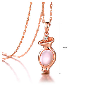 Plated Rose Gold Twelve Horoscope Aquarius Pendant with White Cubic Zircon and Necklace