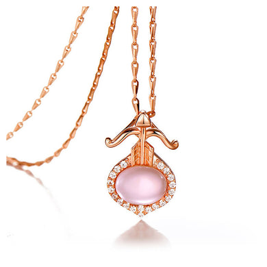 Plated Rose Gold Twelve Horoscope Sagittarius Pendant with White Cubic Zircon and Necklace