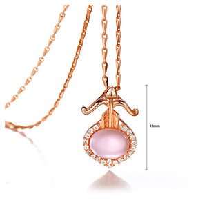 Plated Rose Gold Twelve Horoscope Sagittarius Pendant with White Cubic Zircon and Necklace