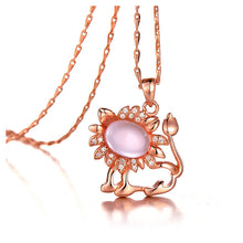 Load image into Gallery viewer, Plated Rose Gold Twelve Horoscope Leo Pendant with White Cubic Zircon and Necklace