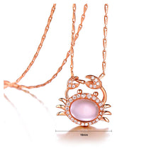Load image into Gallery viewer, Plated Rose Gold Twelve Horoscope Cancer Pendant with White Cubic Zircon and Necklace
