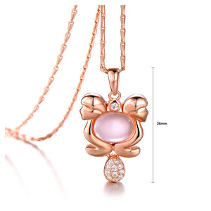 Plated Rose Gold Twelve Horoscope Gemini Pendant with White Cubic Zircon and Necklace
