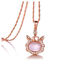 Load image into Gallery viewer, Plated Rose Gold Twelve Horoscope Aries Pendant with White Cubic Zircon and Necklace
