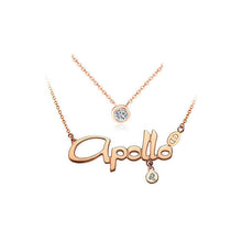 Load image into Gallery viewer, Plated Rose Gold Horoscope Leo Stainless Steel Necklace with Austrian Element Crystal