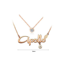 Load image into Gallery viewer, Plated Rose Gold Horoscope Leo Stainless Steel Necklace with Austrian Element Crystal