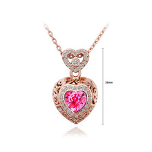 Load image into Gallery viewer, Fashion Heart Pendant with Rose Red Austrian Element Crystal and Necklace