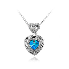 Load image into Gallery viewer, Fashion Heart Pendant with Blue Austrian Element Crystal and Necklace