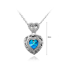 Load image into Gallery viewer, Fashion Heart Pendant with Blue Austrian Element Crystal and Necklace
