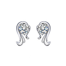 Load image into Gallery viewer, 925 Sterling Silver Twelve Horoscope Virgo Stud Earrings with White Cubic Zircon