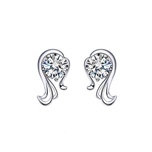 925 Sterling Silver Twelve Horoscope Virgo Stud Earrings with White Cubic Zircon