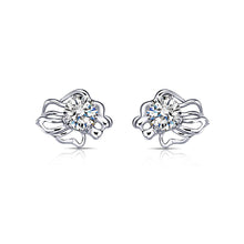 Load image into Gallery viewer, 925 Sterling Silver Twelve Horoscope Leo Stud Earrings with White Cubic Zircon