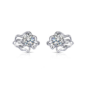 925 Sterling Silver Twelve Horoscope Leo Stud Earrings with White Cubic Zircon