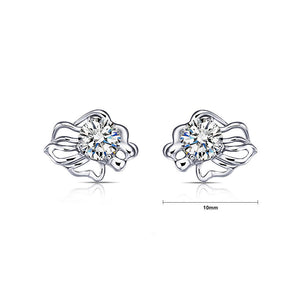 925 Sterling Silver Twelve Horoscope Leo Stud Earrings with White Cubic Zircon