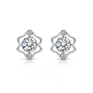 925 Sterling Silver Twelve Horoscope Gemini Stud Earrings with White Cubic Zircon